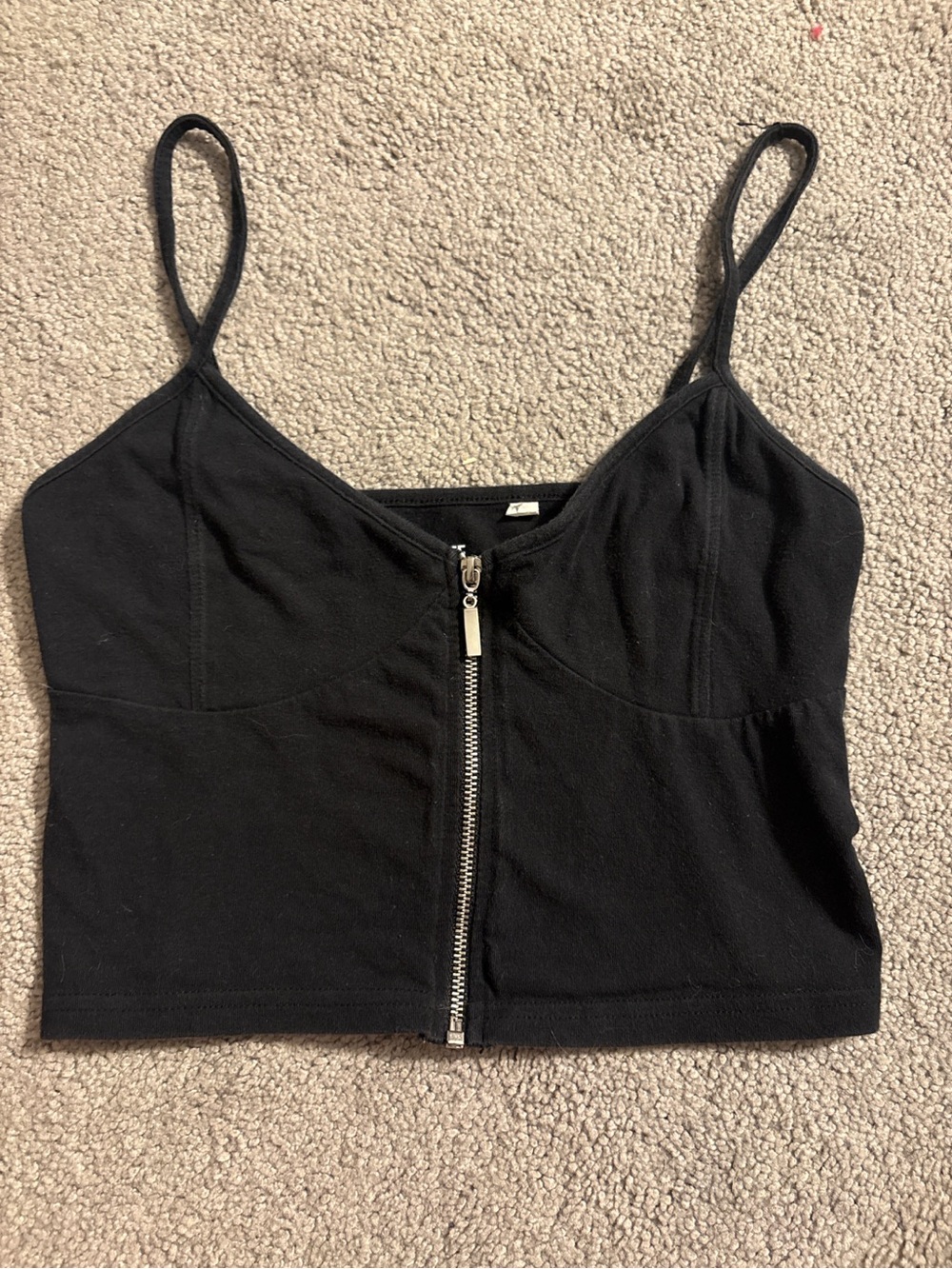 Me to We Black Zip-Front Crop Cami